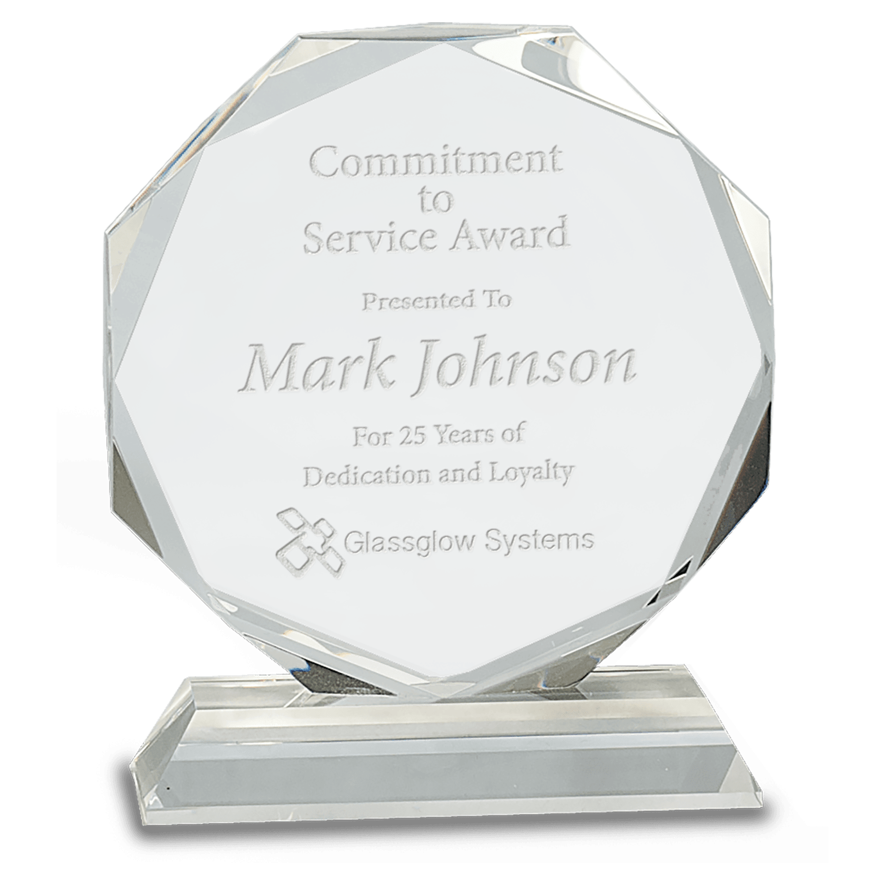 Example of crystal octagon award