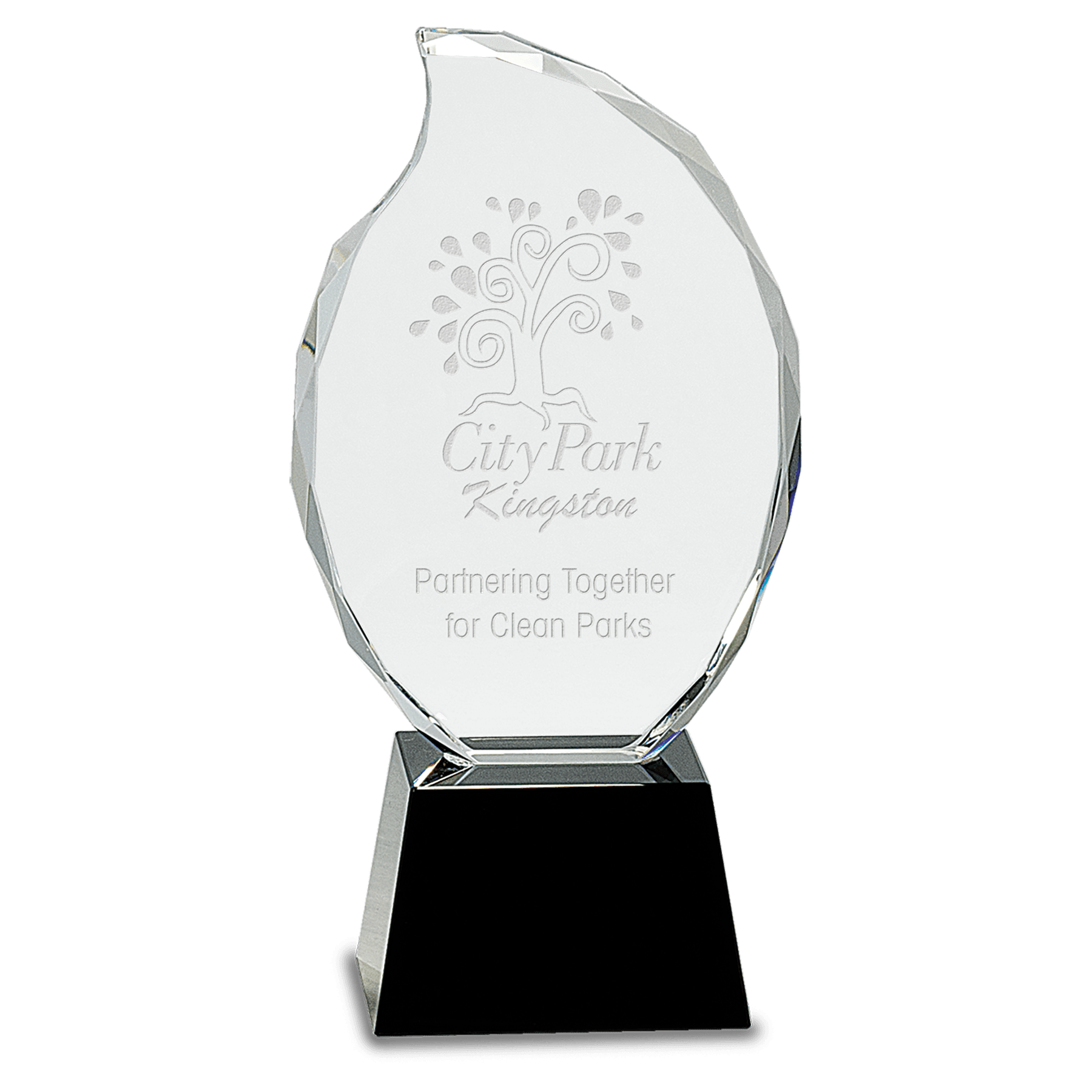 Example of crystal flame award