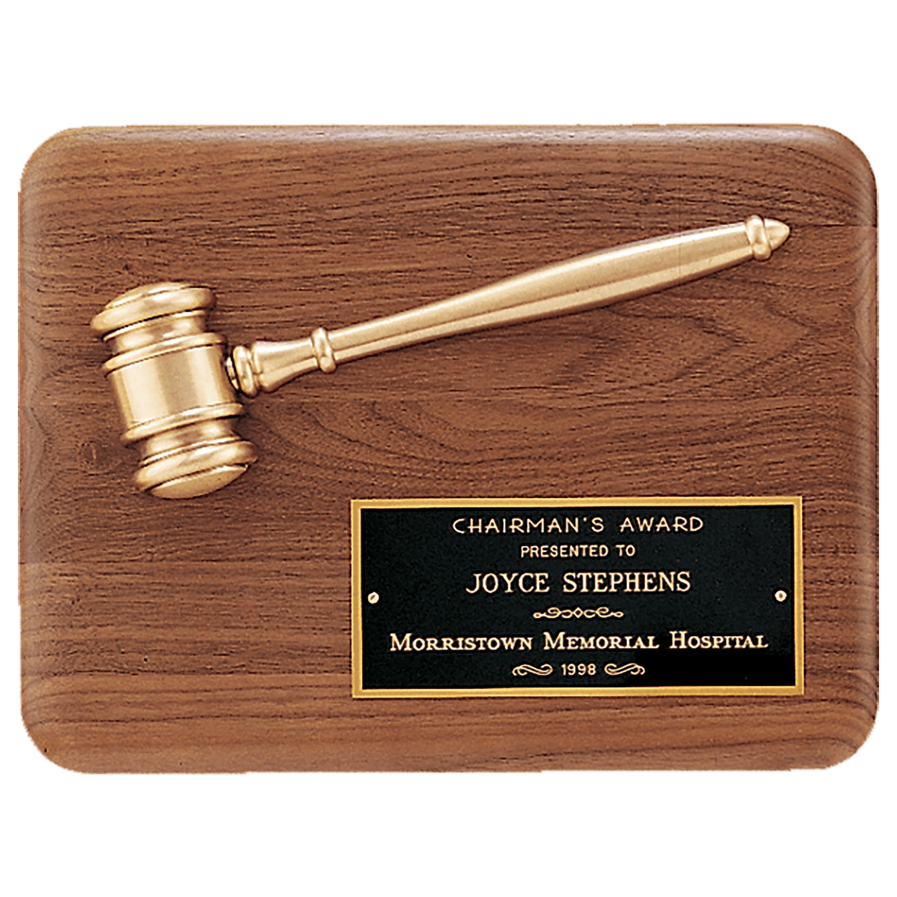 Example of gavel presentation plaque