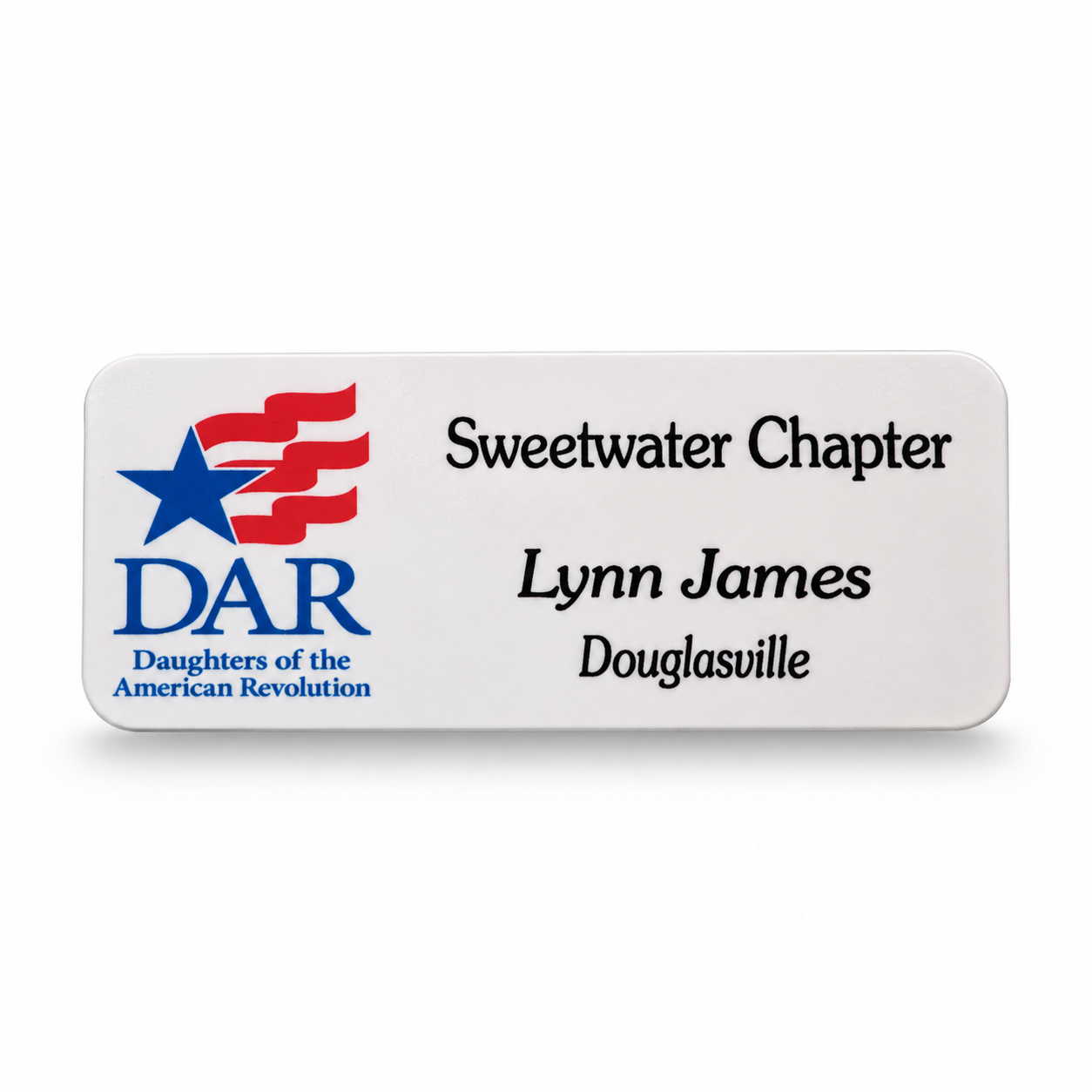 Example of reusable name badge