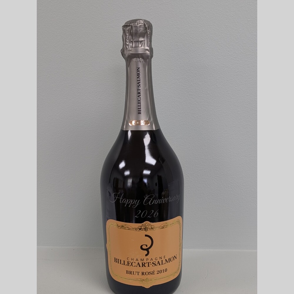 Custom engraved anniversary champagne bottle